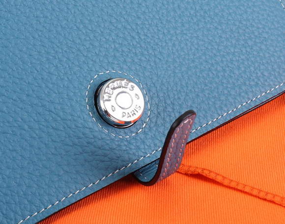 1:1 Quality Hermes Dogon Togo Leather Wallet Travel Case A808 Blue Replica